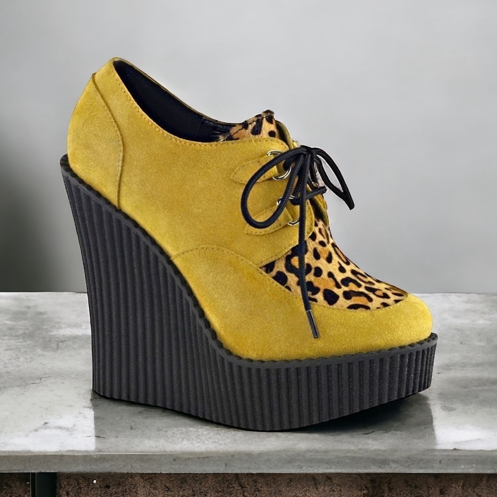 TUK Yellow Suede Wedge Creepers Size 7/38 (Fits smaller like 6.5)